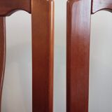 Paire de chaises en orme massif et cuir années 70