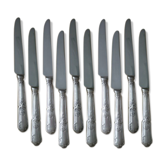 10 silver metal table knives Louis XV style