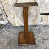 Vintage carved solid wood pedestal table with marble top