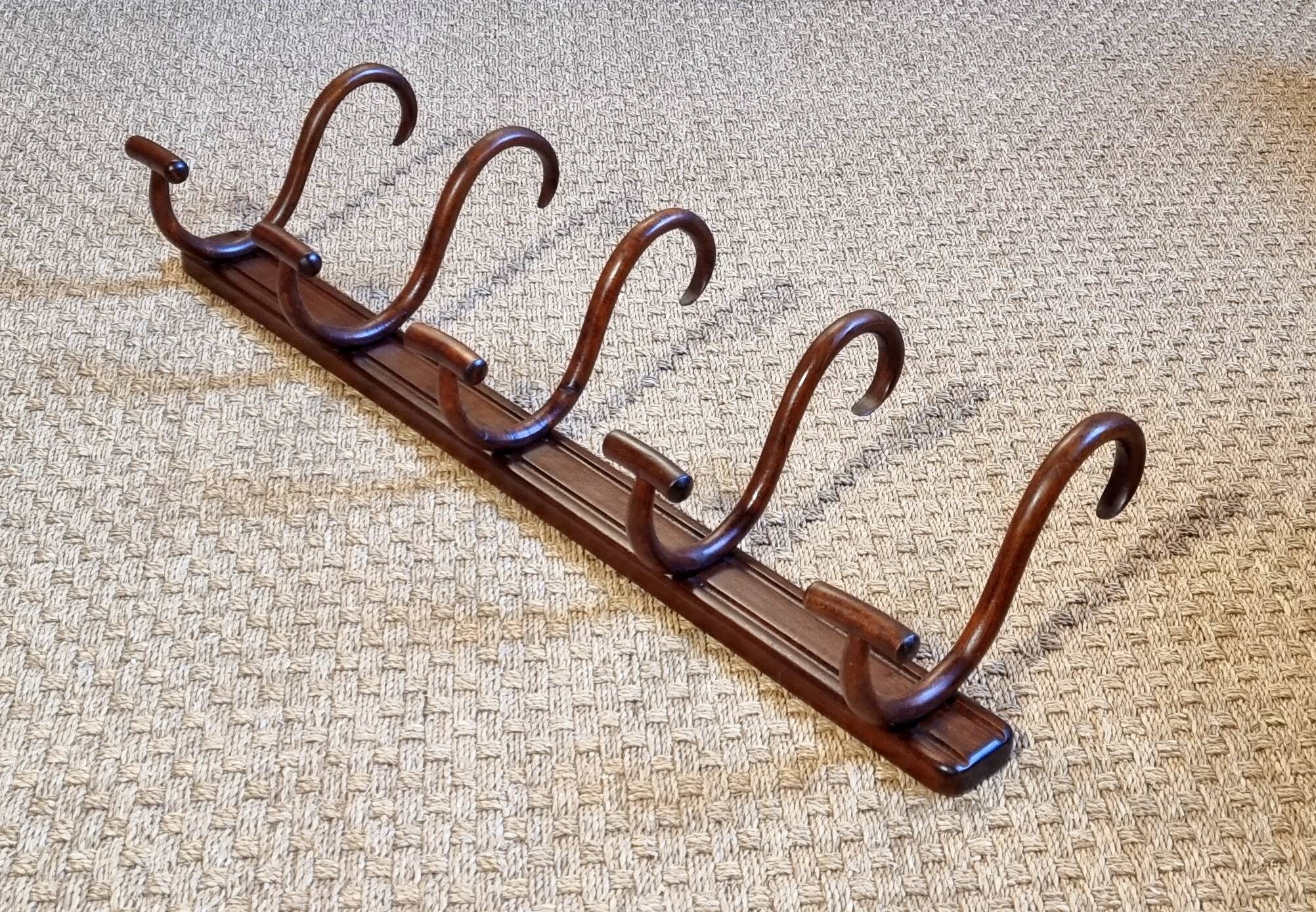 Baumann 5-hook bistro wall coat rack from the 20s