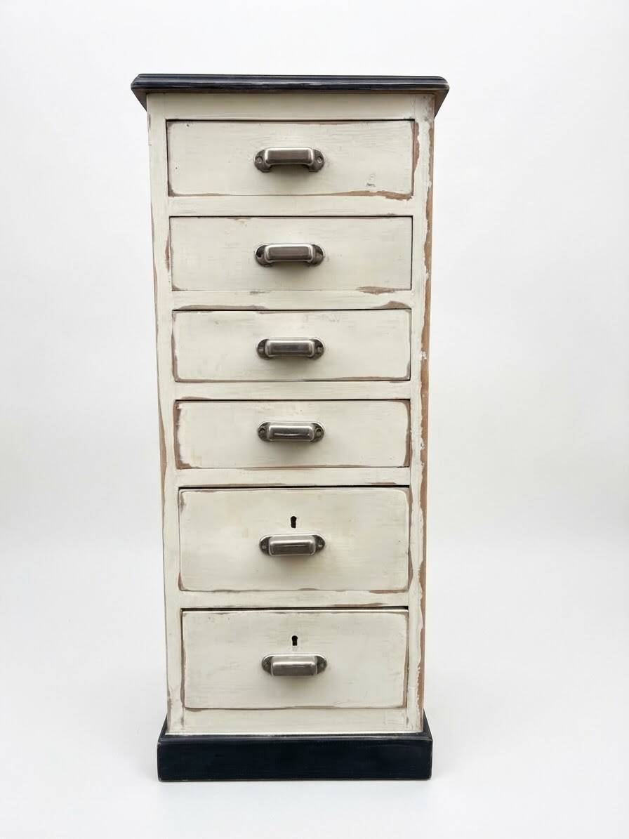 Meuble tiroirs chiffonnier industriel sapin 1950