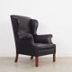 Black leather armchair, Danish design, 1970s, production: Denmark