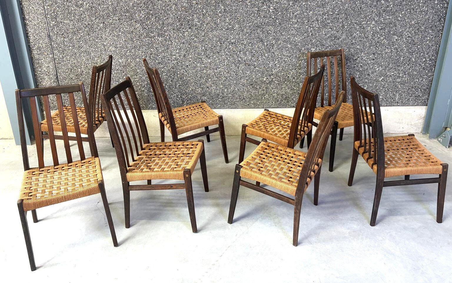 Danish cord dining chairs, set of 8 - 1960s