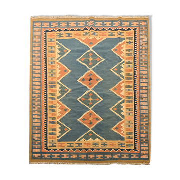 Vintage persian qashqai kilim area rug, hand made oriental flat woven rug- 204x296cm