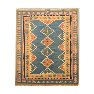 Vintage persian qashqai kilim area rug, hand made oriental flat woven rug- 204x296cm