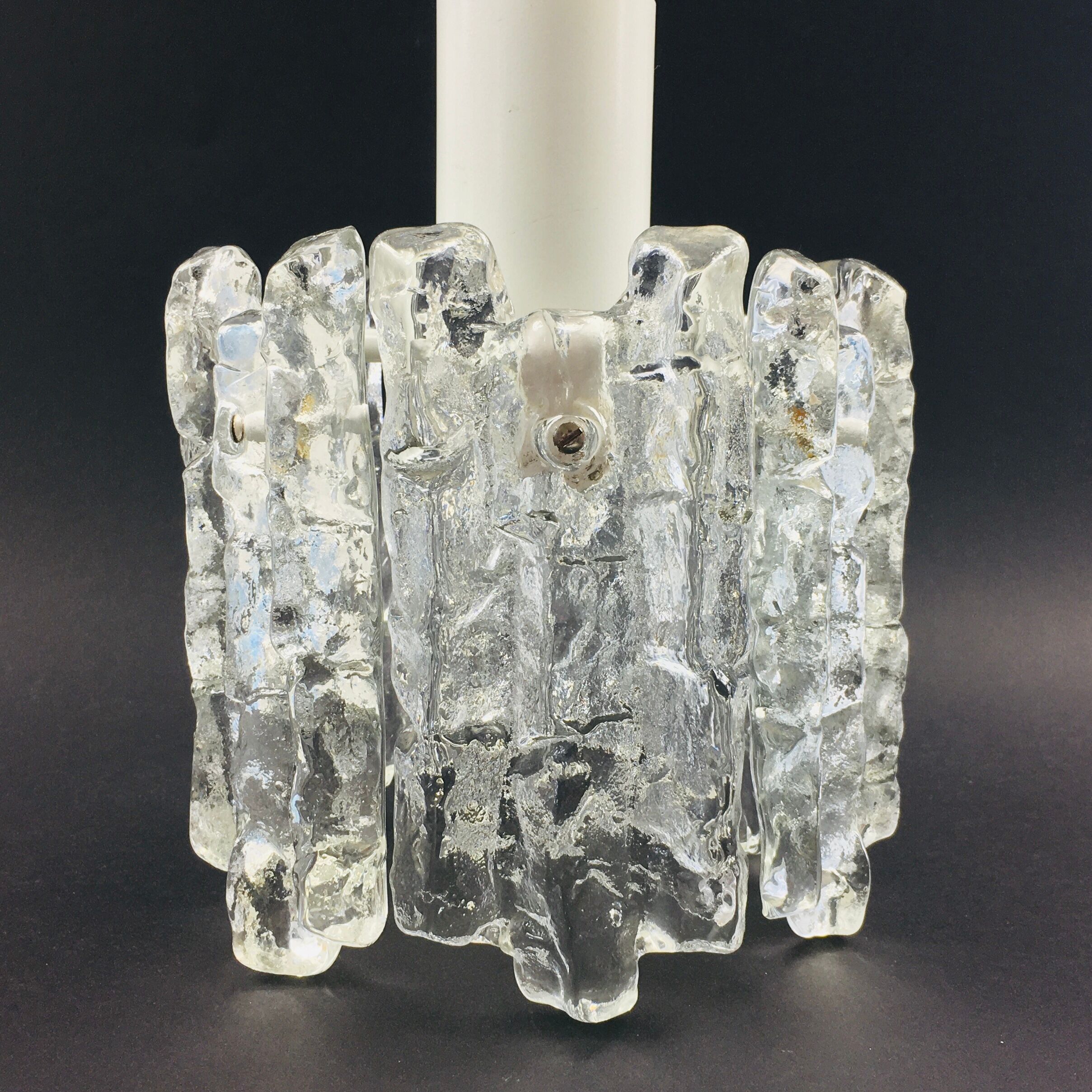 Mid-Century Murano Ice Glass Ceiling Lamp by J.T. Kalmar, Austria, 1960s