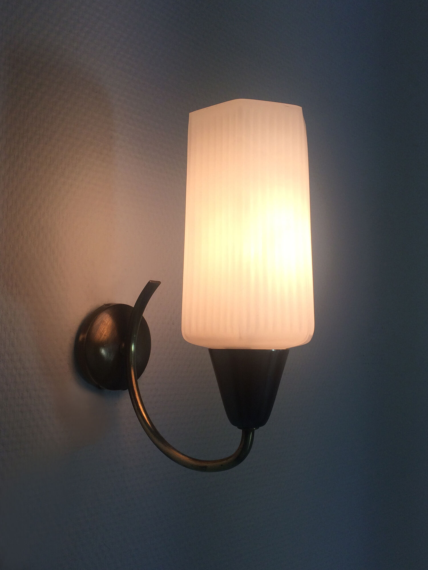 Pair of white glass globe brass wall light Year 50