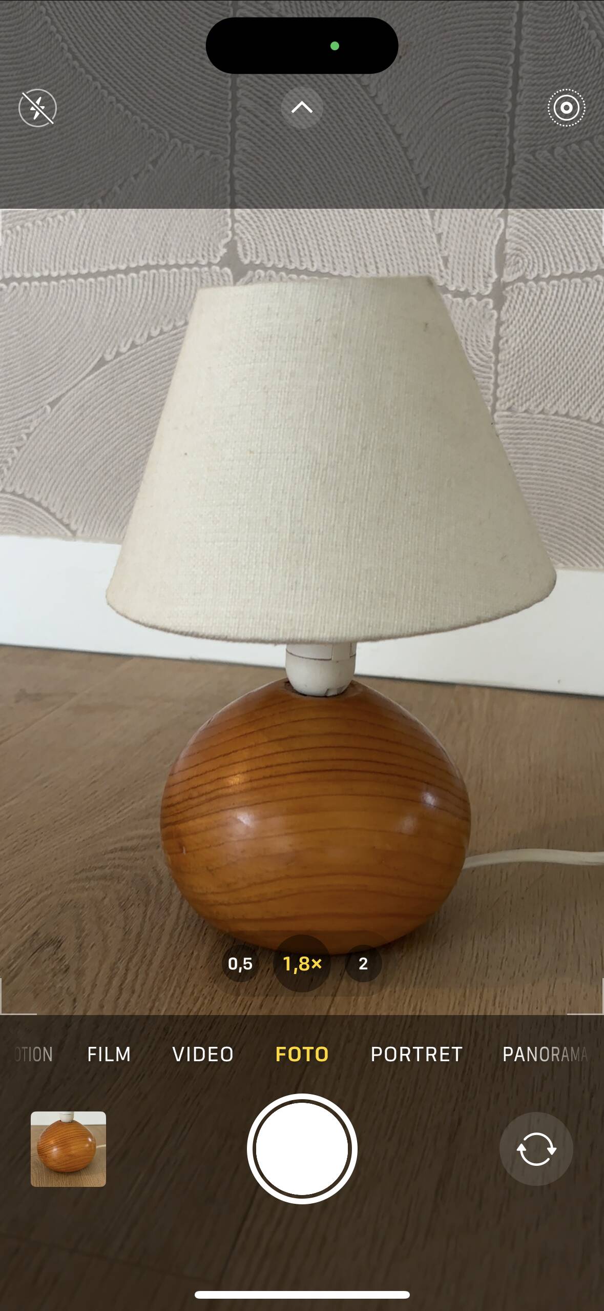 vintage wooden ball lamp small model with fabric shade 80's design