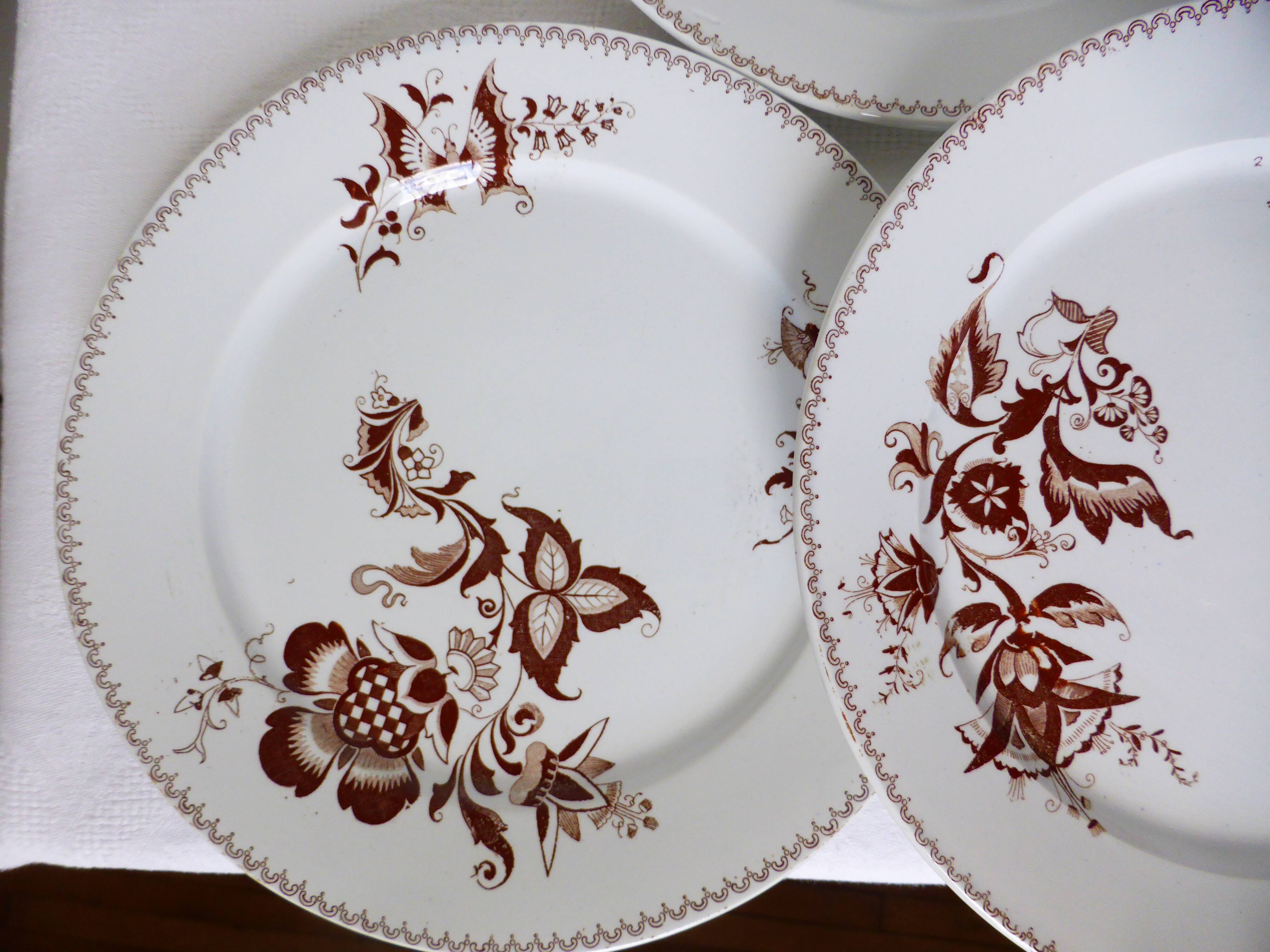 Lot de 6 assiettes plates vintage de Sarreguemines modèle Danois 210412