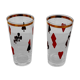 2 vintage card game pattern glasses