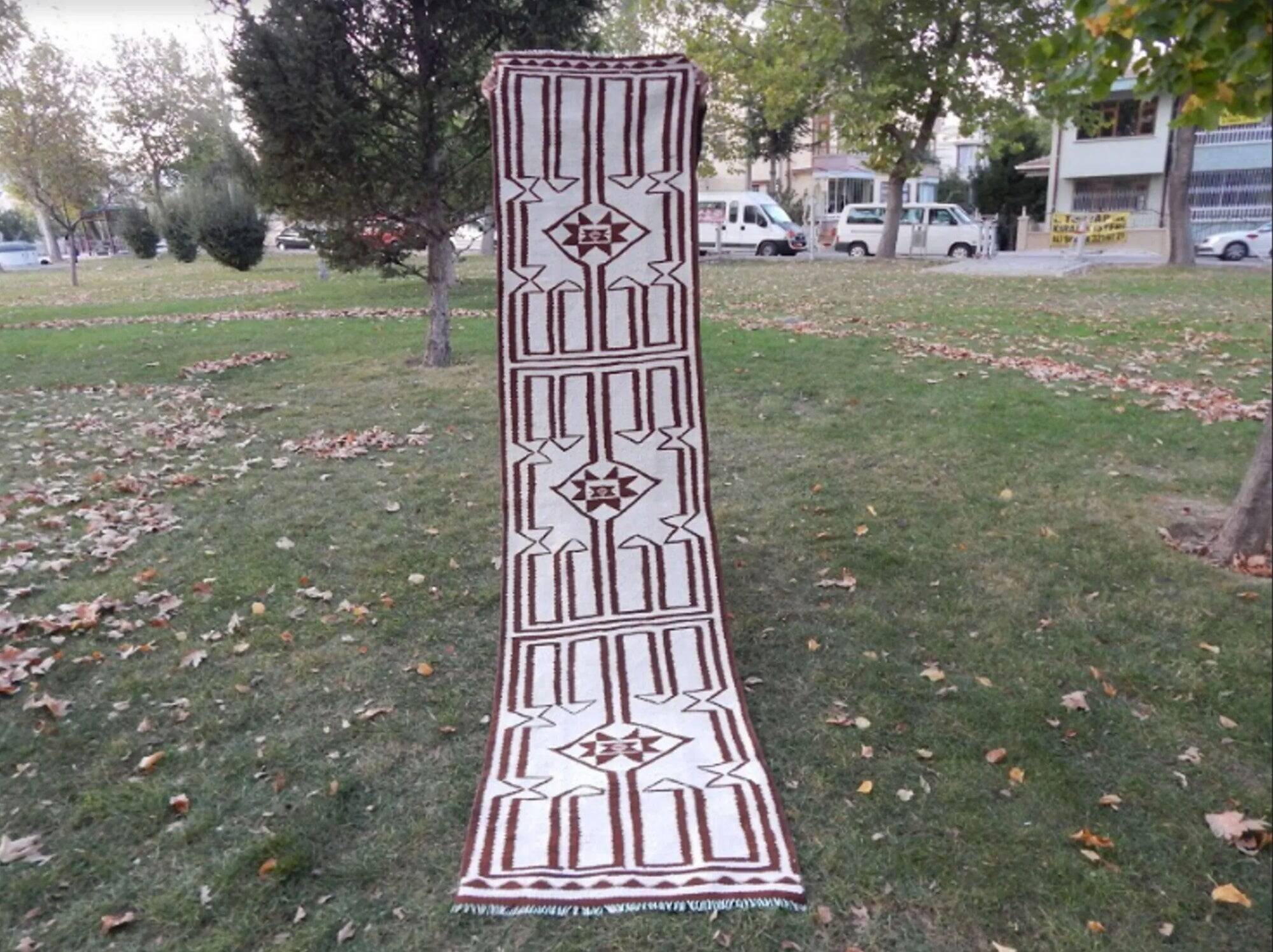 Vintage Turkish hallway rug 78x314 cm