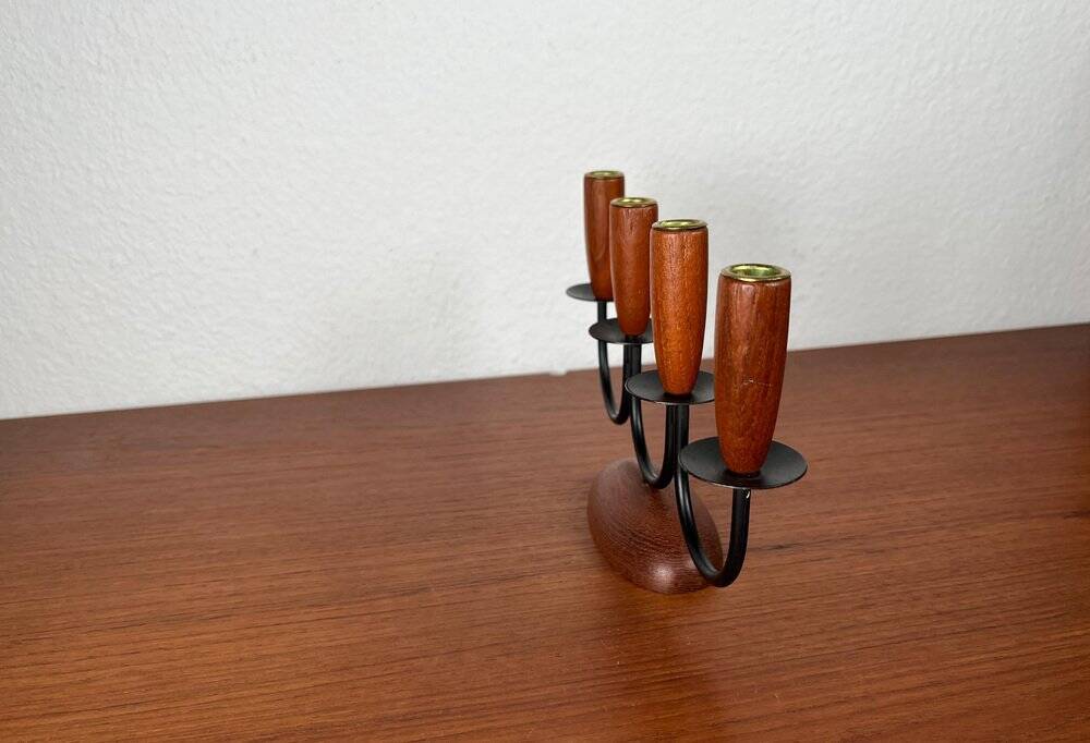 Scandinavian Teak Chandelier in Mid-Century Rope Shape, 1960s