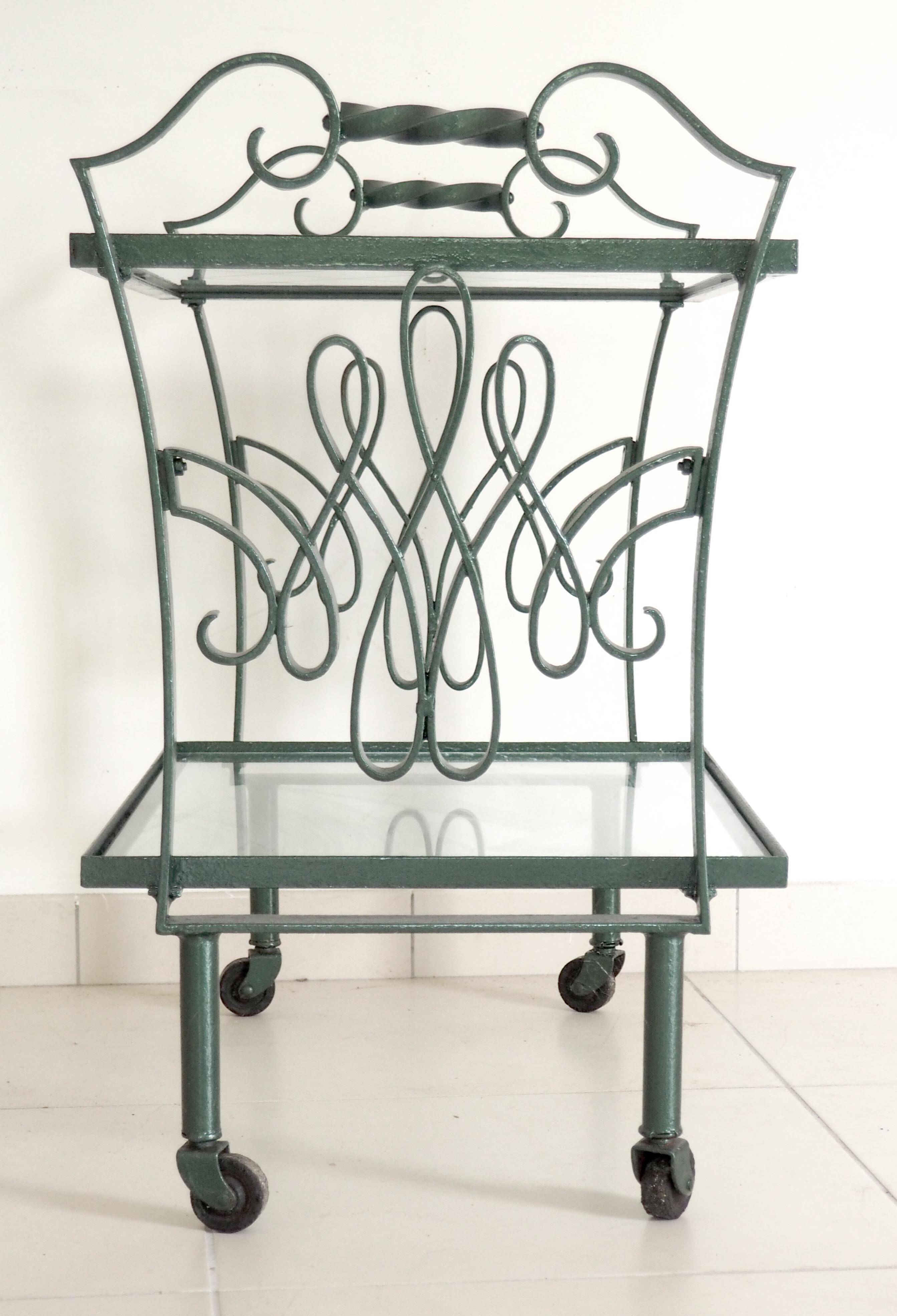 1950s wrought iron serving trolley