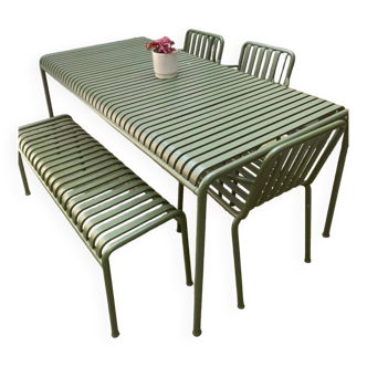 Hay Palissade dining table, chairs and bench