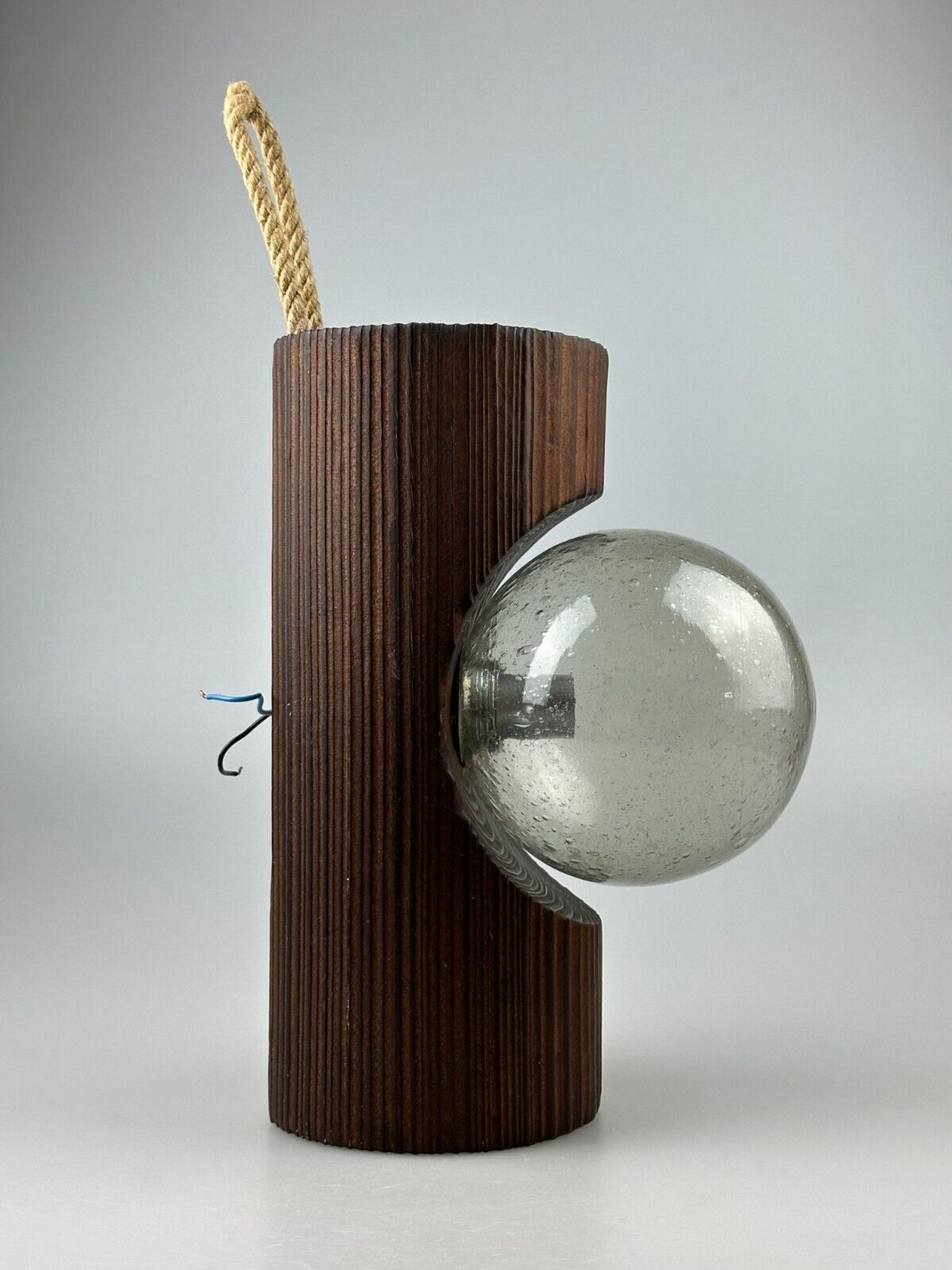 60s 70s Wall Lamp Wood Glass Wall Sconce Brutalist Temde Leuchten Switzerland