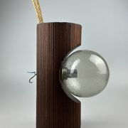 60s 70s Wall Lamp Wood Glass Wall Sconce Brutalist Temde Leuchten Switzerland