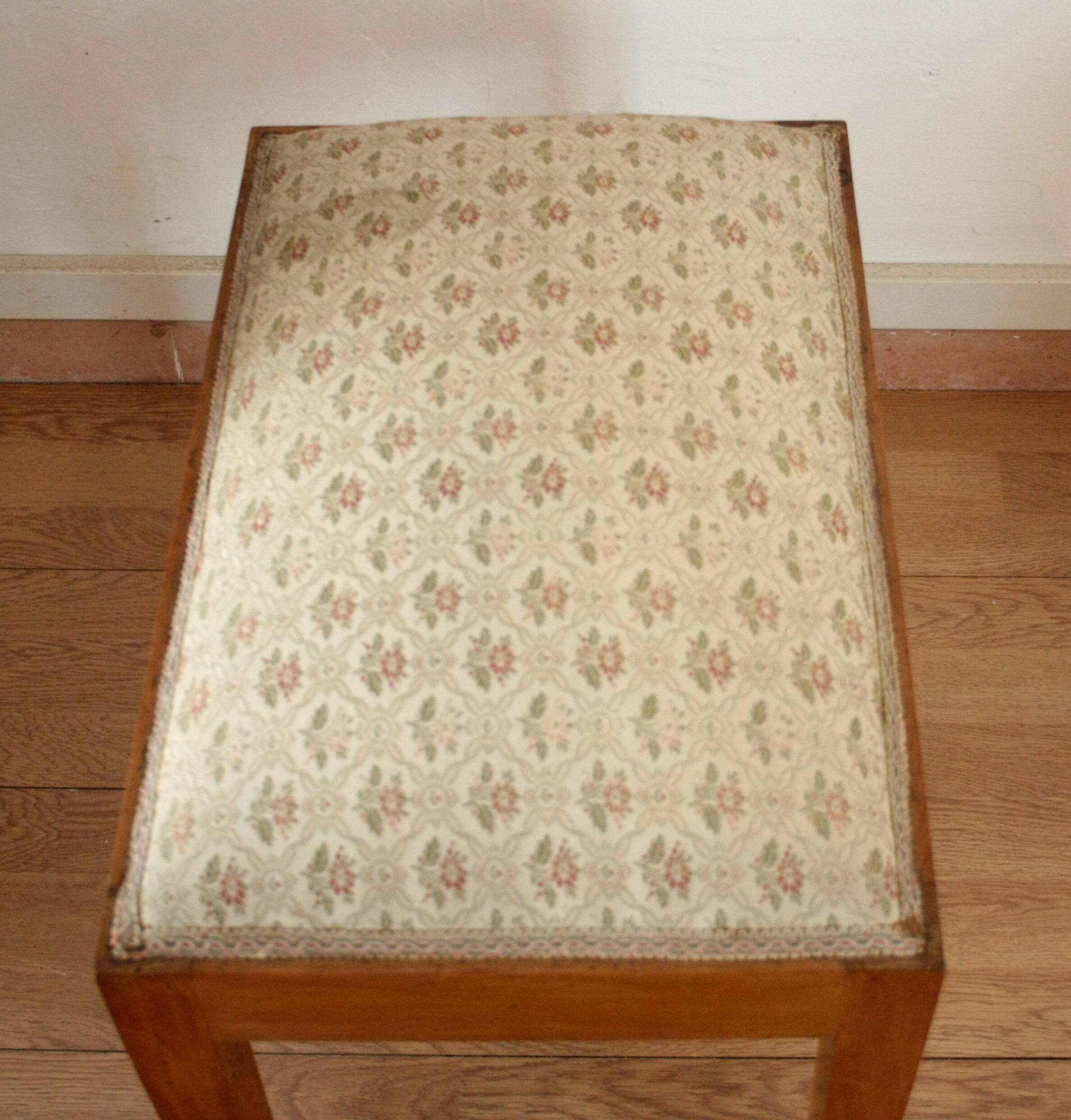 Vintage stool-bench in solid walnut wood, 1950s-60s