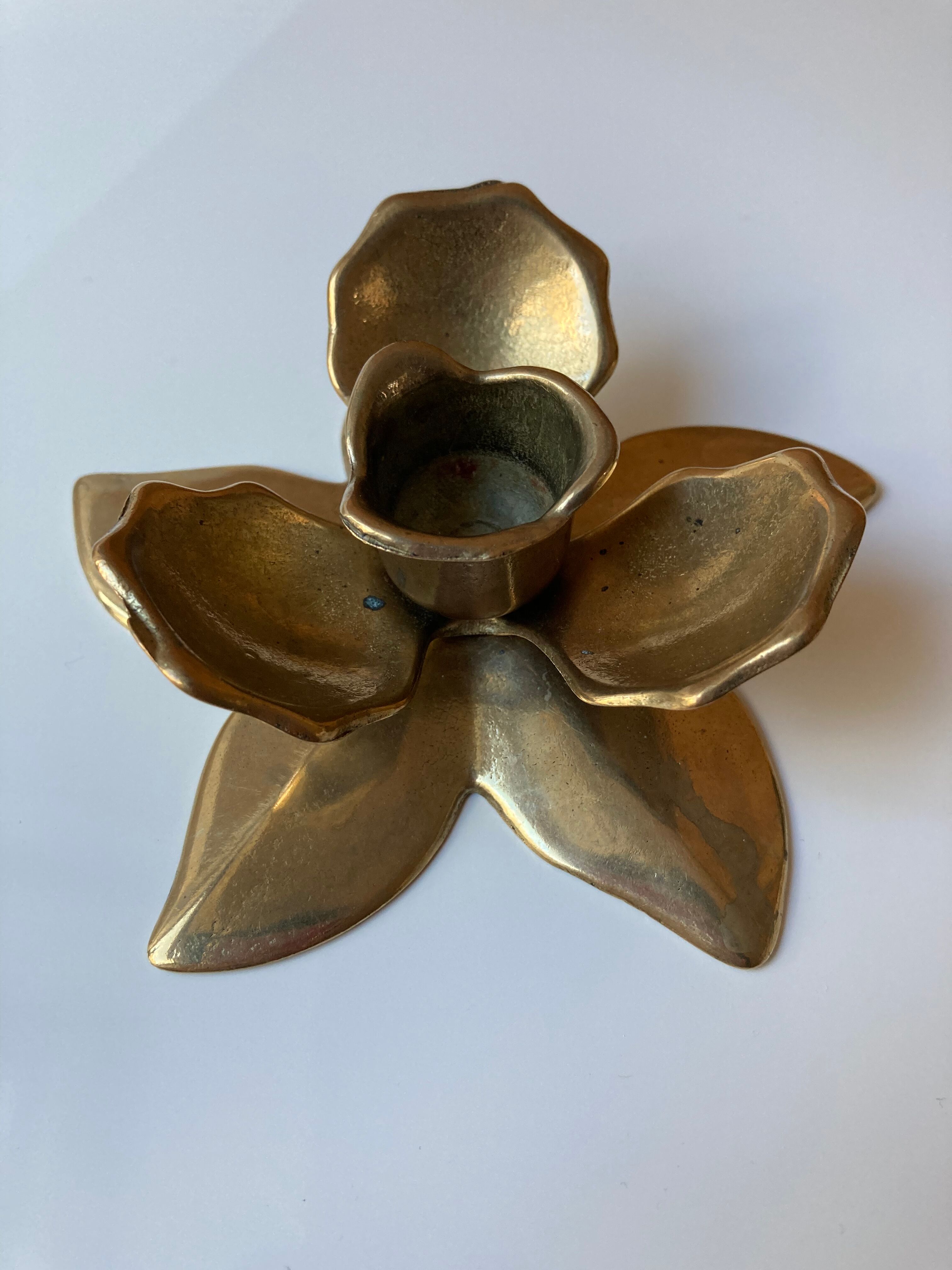 Brass flower candle holder