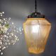 Suspension globe vintage art deco in yellow and gold glass
