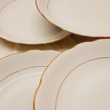 Set 6 hollow plates porcelain white and gold