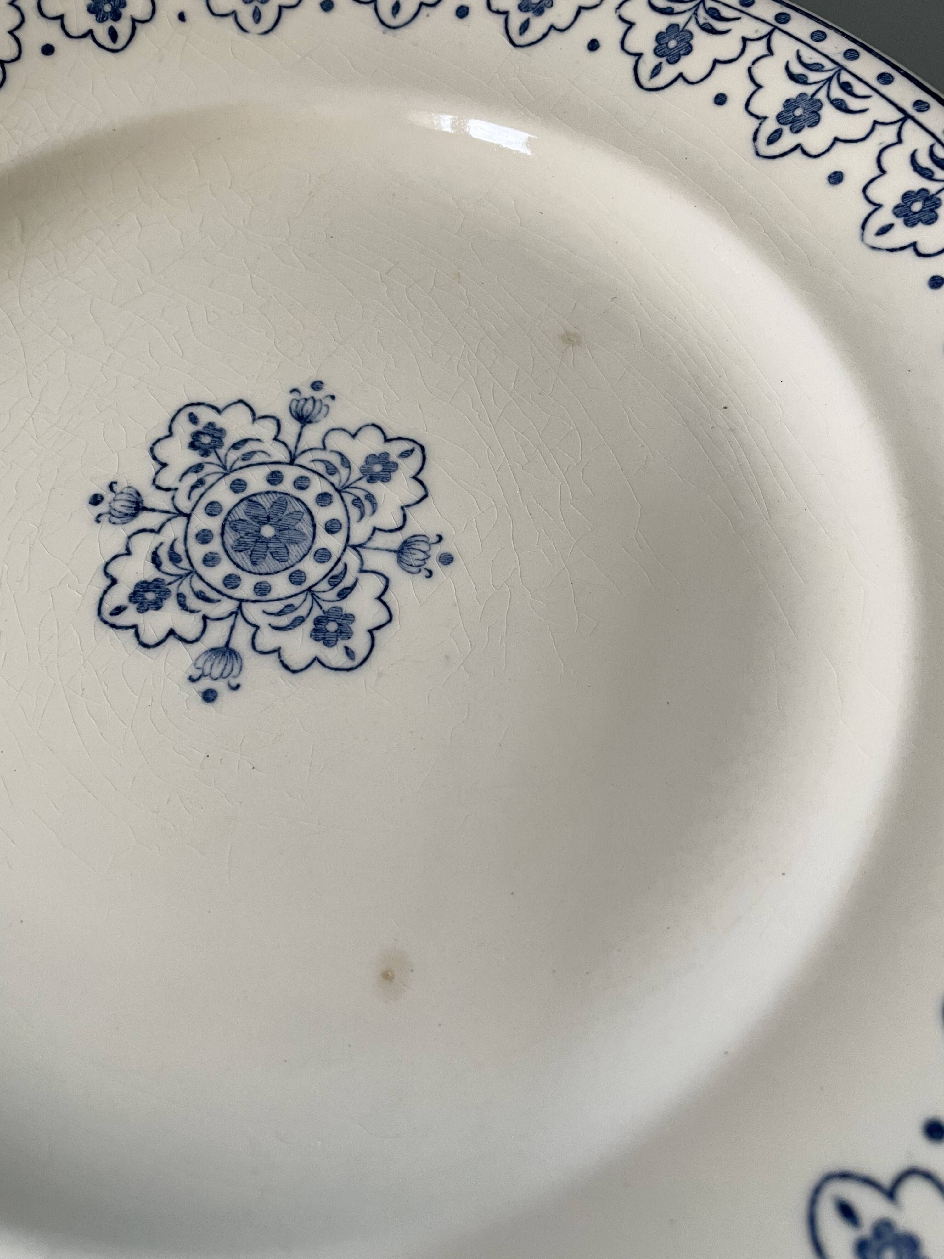 Series of 12 flat plates XIXth earthenware Terre de Fer Clairefontaine