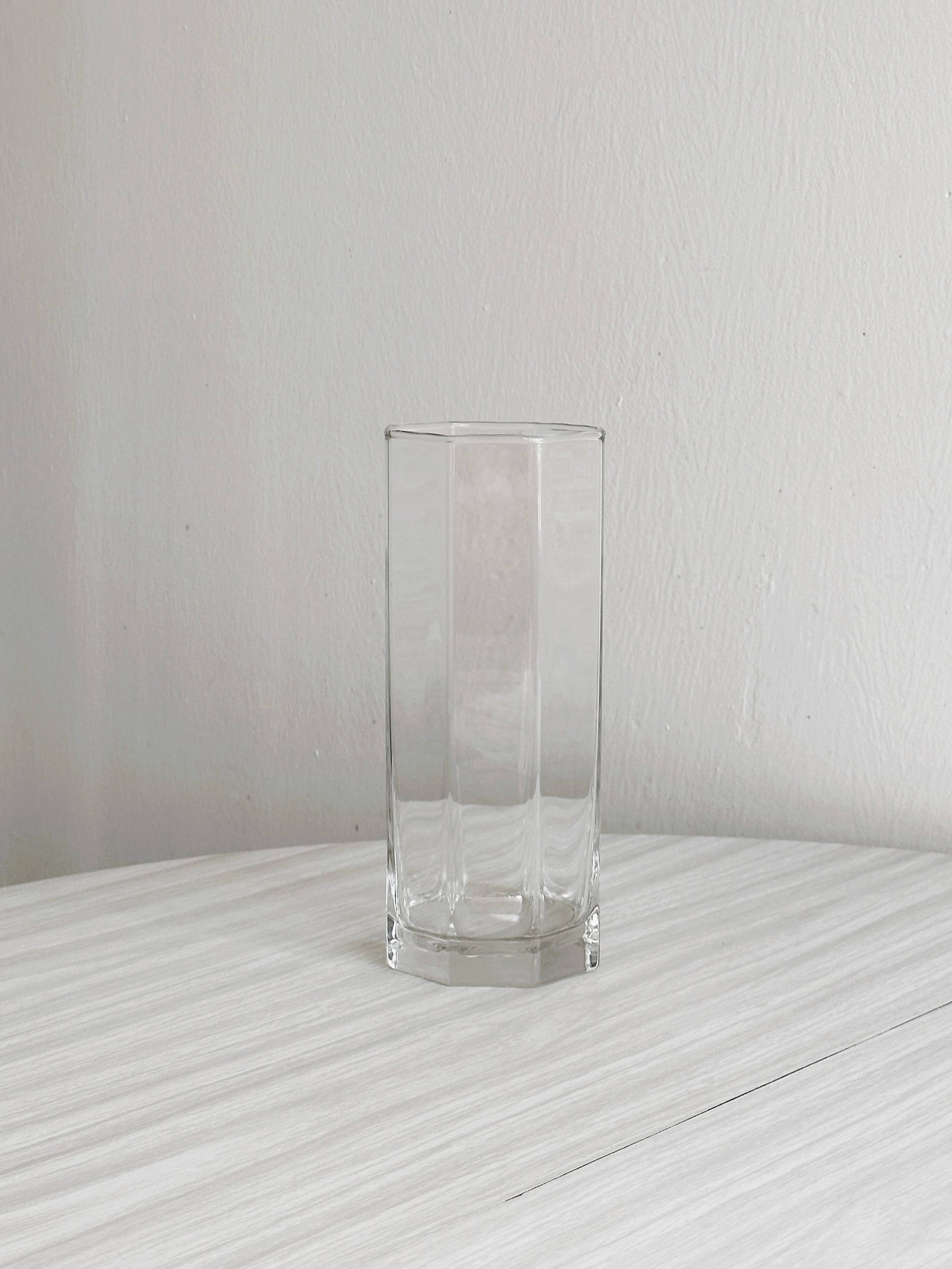 octagonal vase in thick transparent glass