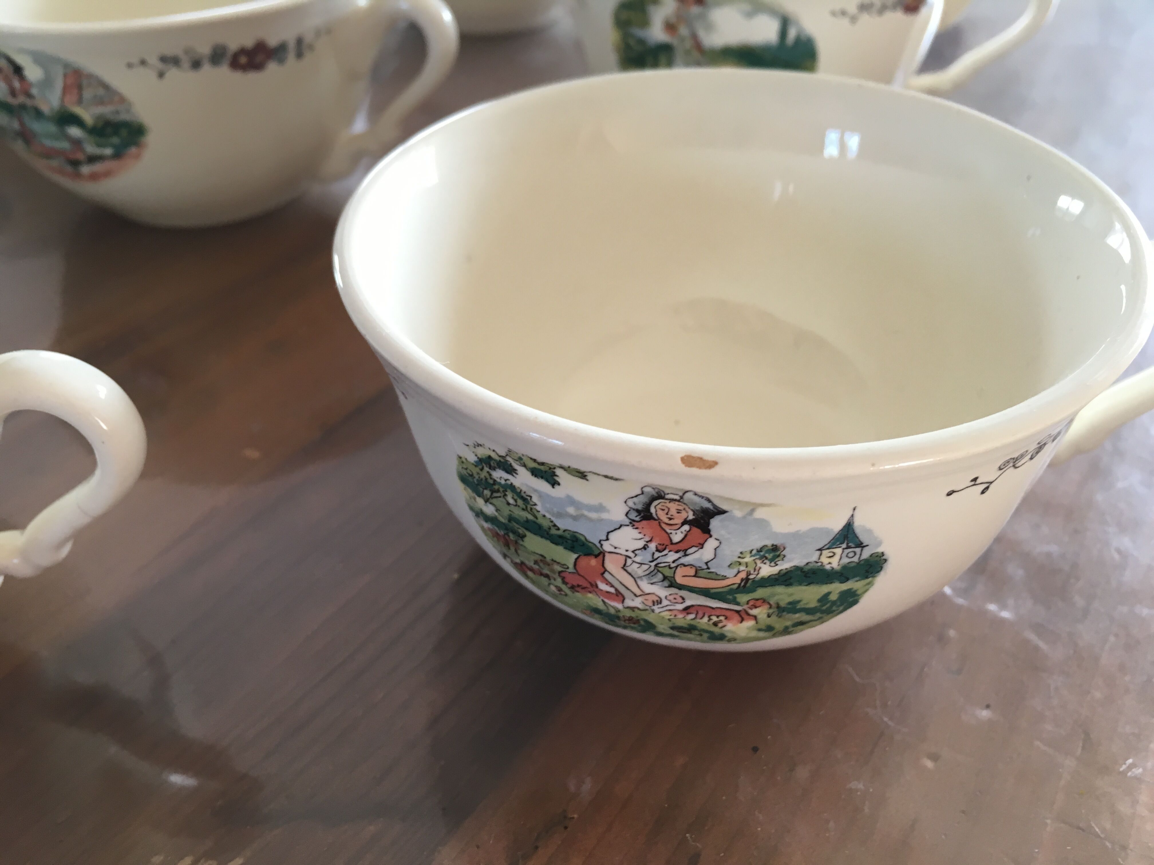 Set of 13 tea cups Sarreguemines Obernai