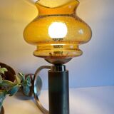 Vintage bubble glass brass applique