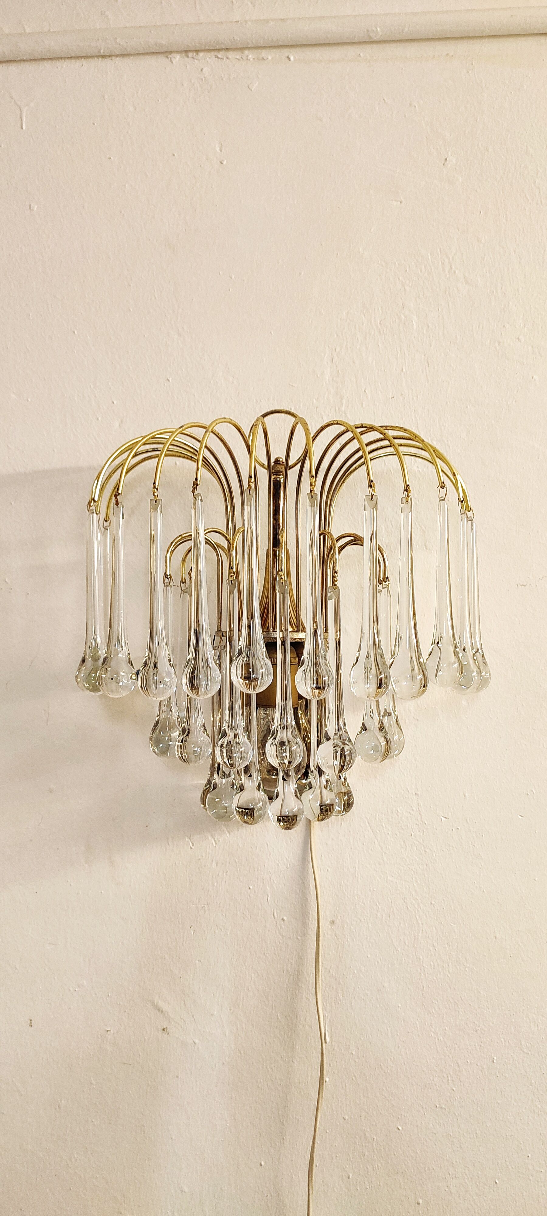 Wall lamp "Venini" of crystals. Italy 1970s