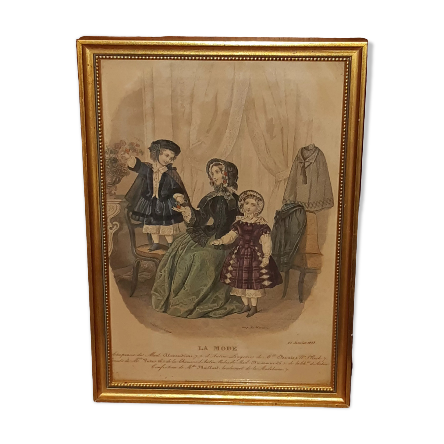 Fashion engraving frame of January 15, 1853 by Héloïse Leloir, at Maritan