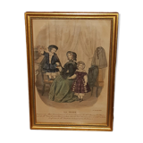 Cadre gravure de mode du 15 janvier 1853 par Héloïse Leloir, chez Maritan