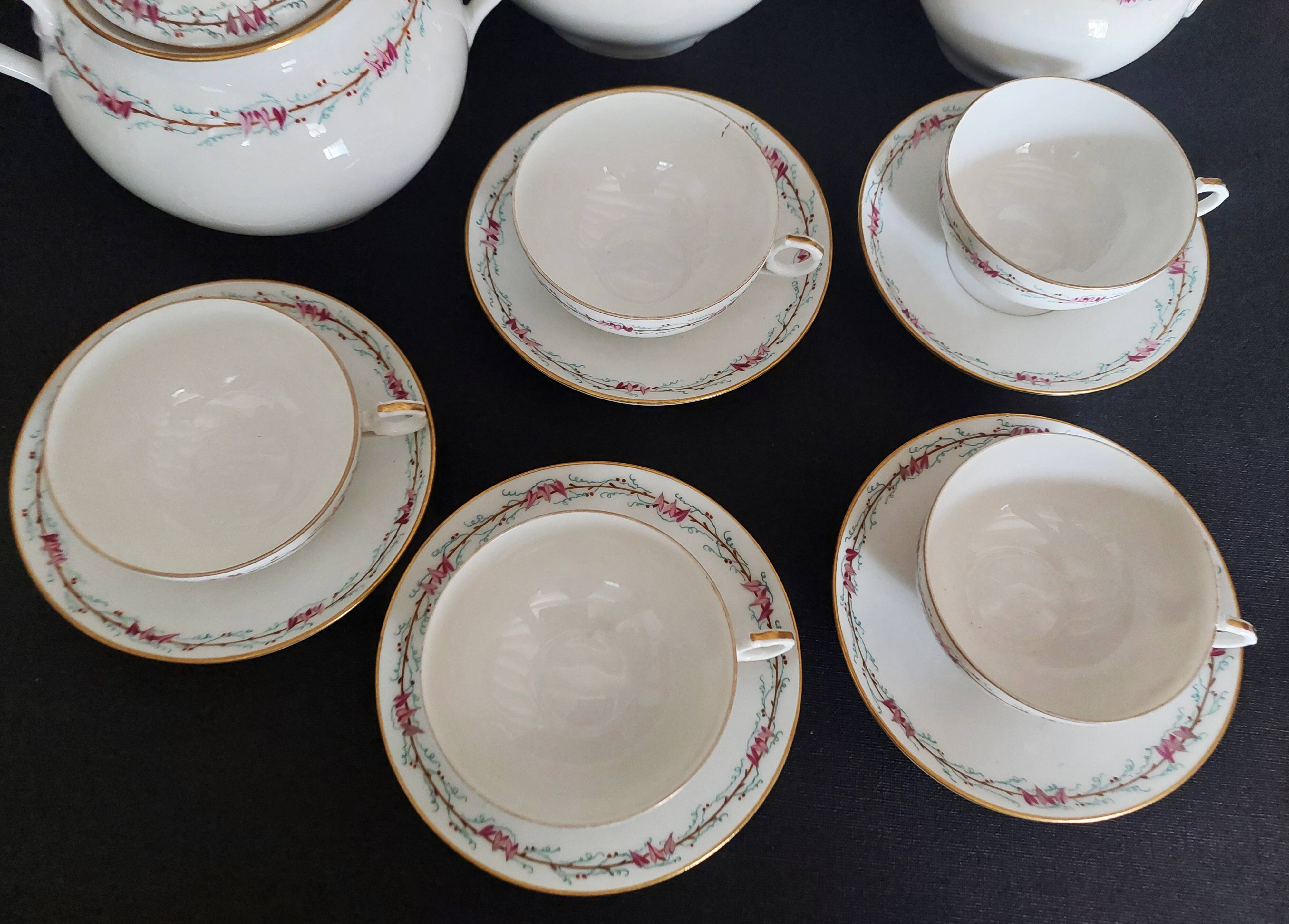 Napoleon III Paris porcelain five-cup tea set