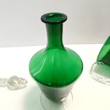 Pair of Green Hand-Blown Glass Wine and Water Pitchers, Empoli
