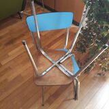 Paire de chaises en formica bleue vintage