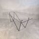 Superb asymmetrical coffee table AIRBORNE 1950s glass and lacquered metal.