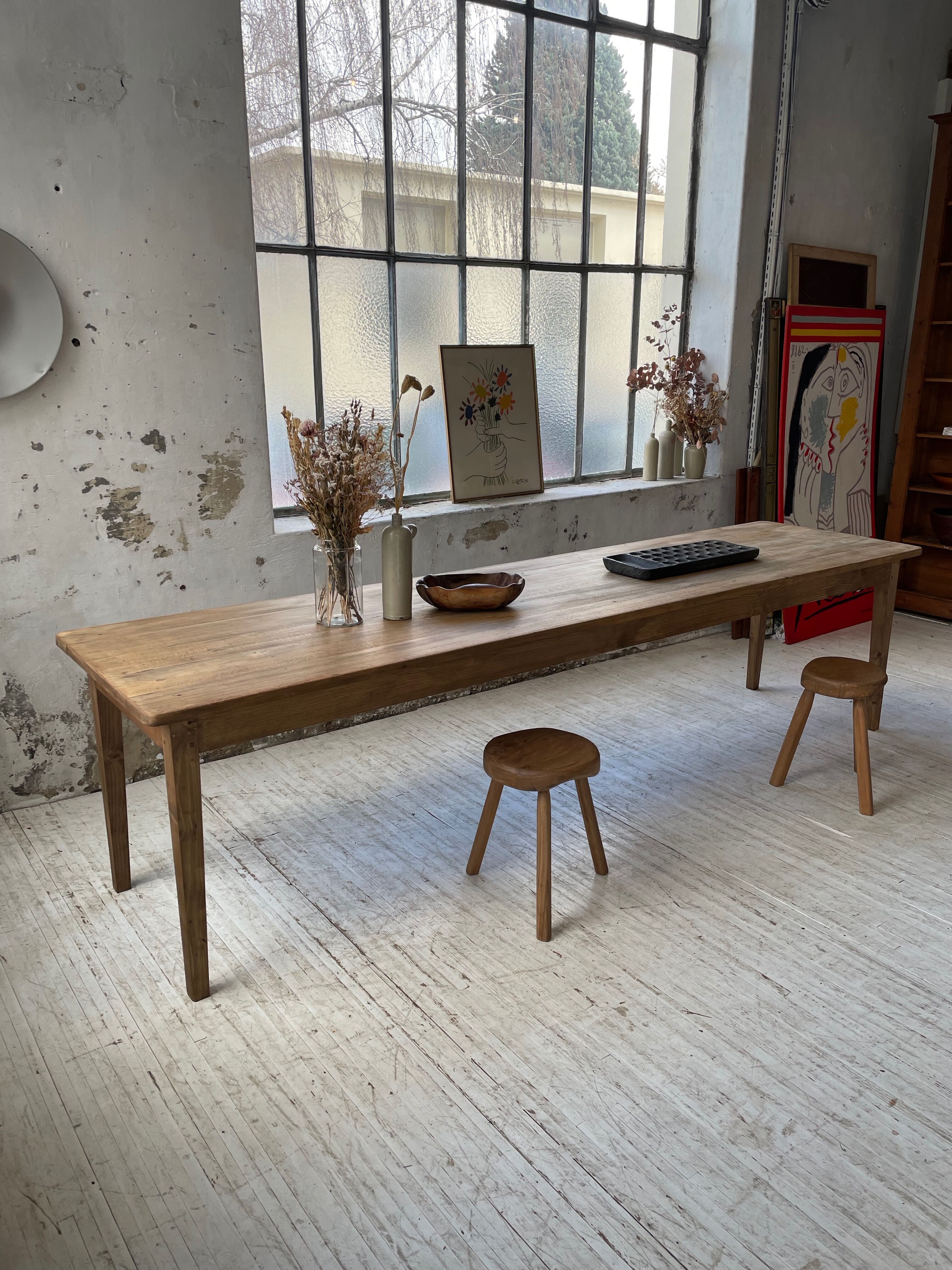 XL farmhouse table in beech and pine 3m