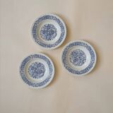 Set of 3 antique soup plates – blue floral decoration