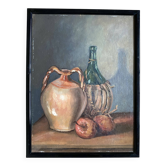 Still life oil, framed under glass