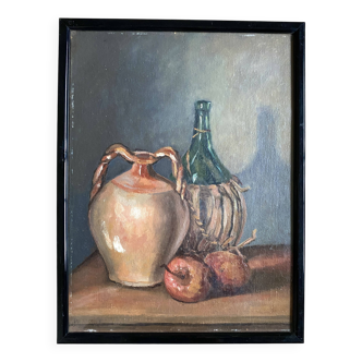 Still life oil, framed under glass
