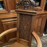 Caquetoire armchair in solid walnut carved Renaissance style