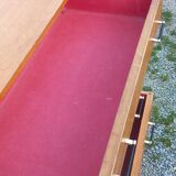 Vintage oak commode with tapered legs and wings from the 1950s.