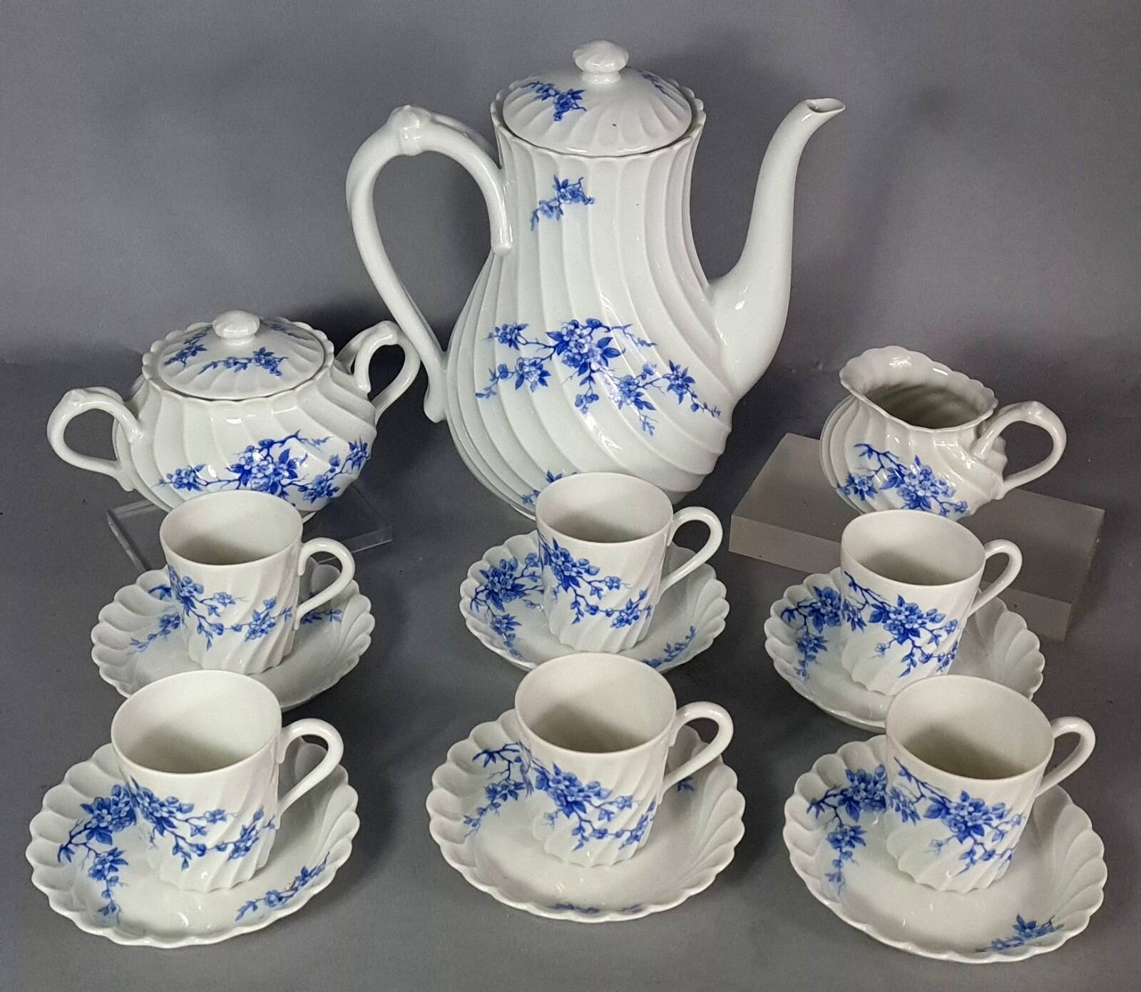 Complete coffee service for 6 people, Haviland Limoges porcelain C649 S