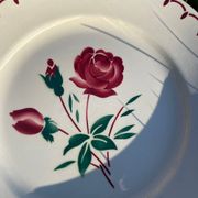 8 assiettes  plates vintage a décor de roses stylisées