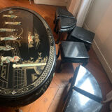 Table chinoise ovale laque noire