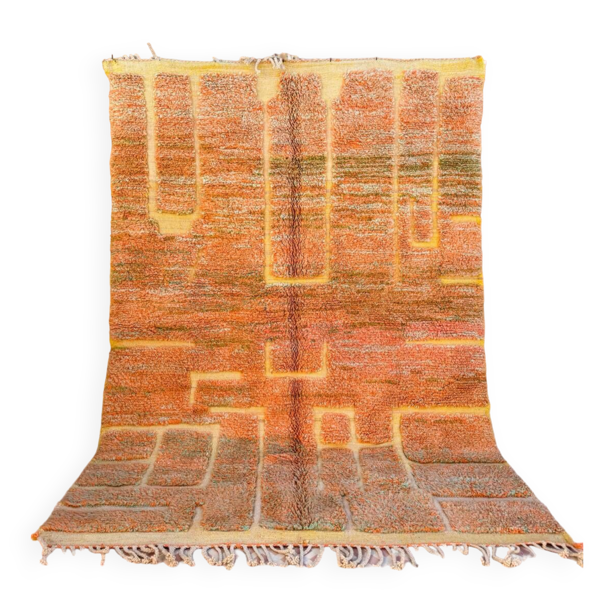 Moroccan Beni Ouarain yellow orange terracotta modern rug