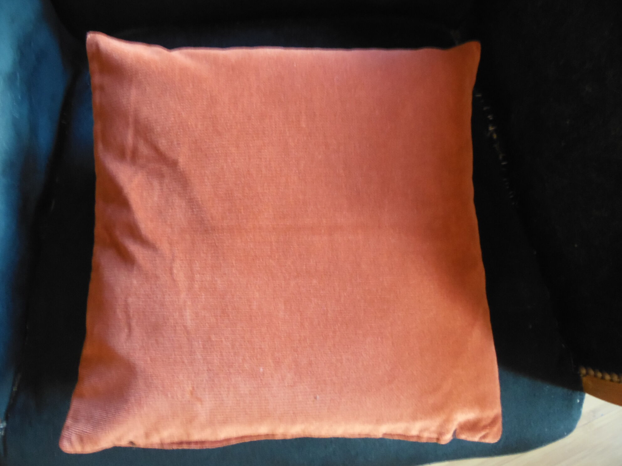 Rust-colored velvet cushion cover
