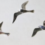 Set of 3 chrome gull birds, 15 - 20 -25 cm