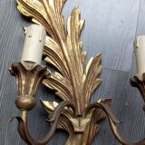Pair of wooden gilded 19th wall lamps