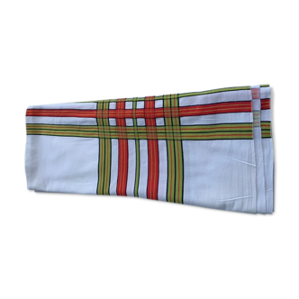 Large rectangular tablecloth with stripes on a vintage white background