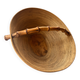 Sculptural basket by Pieter van Gelder – turned wood & bamboo handle